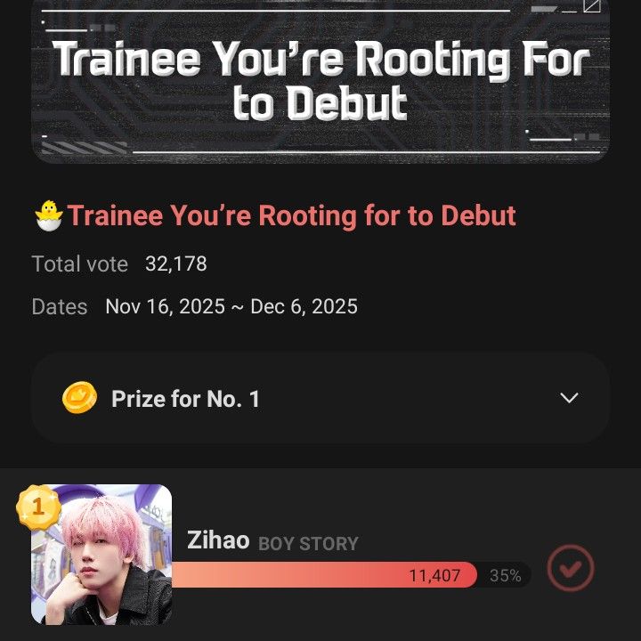 Recent activity shot of Zihao (BOY STORY)