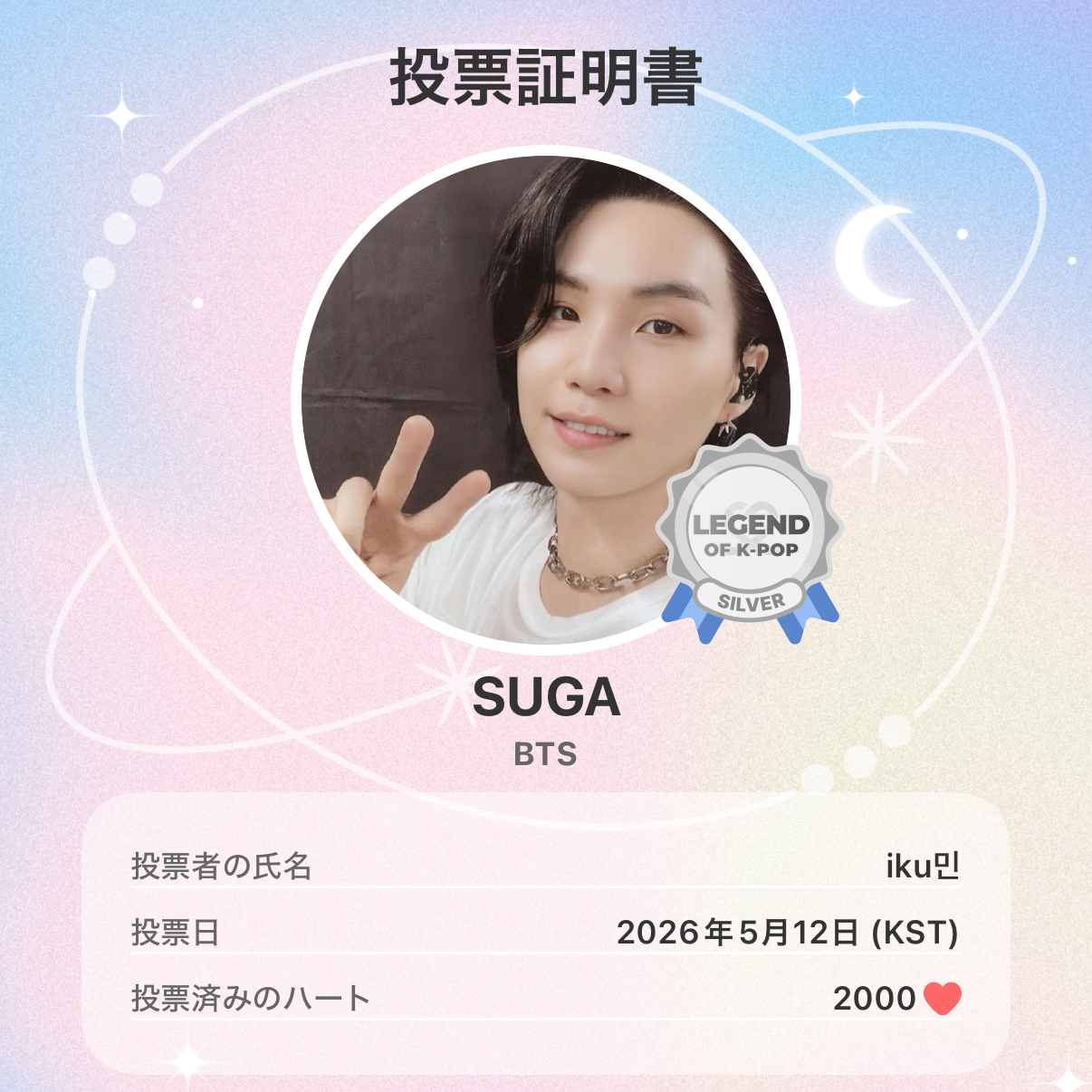 A moment captured by SUGA (BTS)'s fan