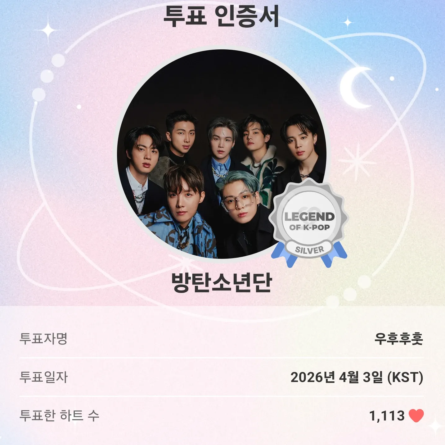 Recent activity shot of BTS