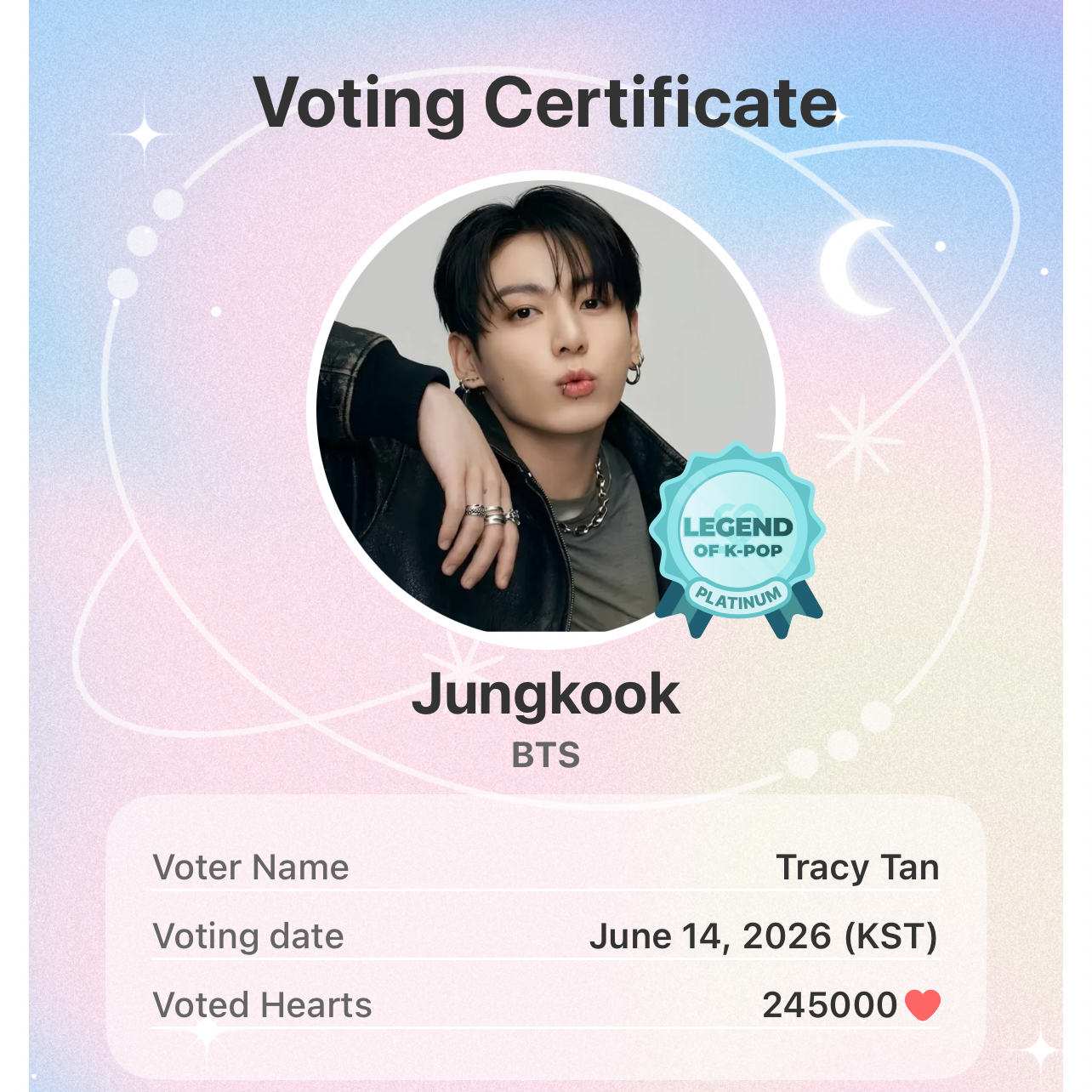 Recent activity shot of Jungkook (BTS)