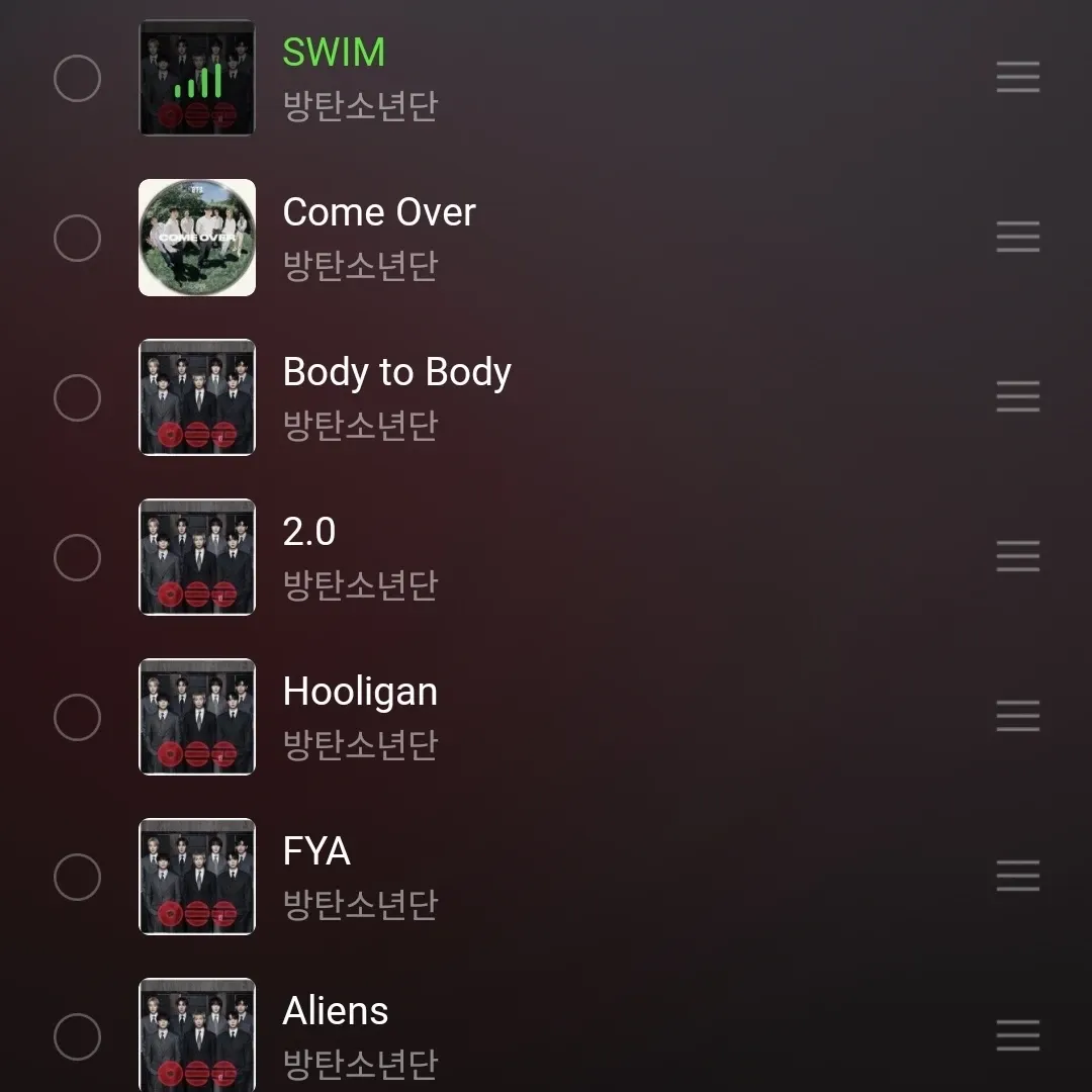 Recent activity shot of BTS