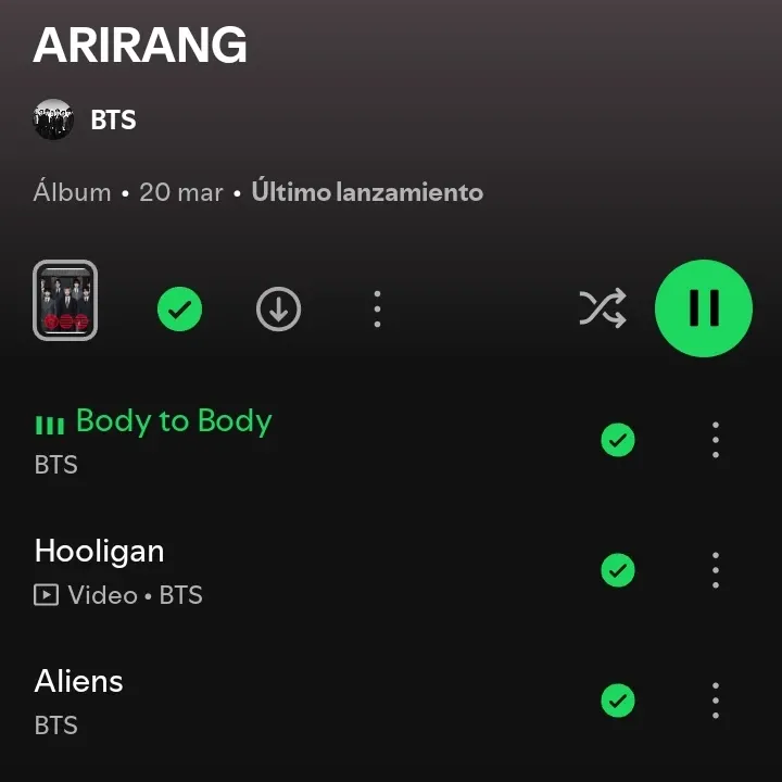 Recent activity shot of BTS