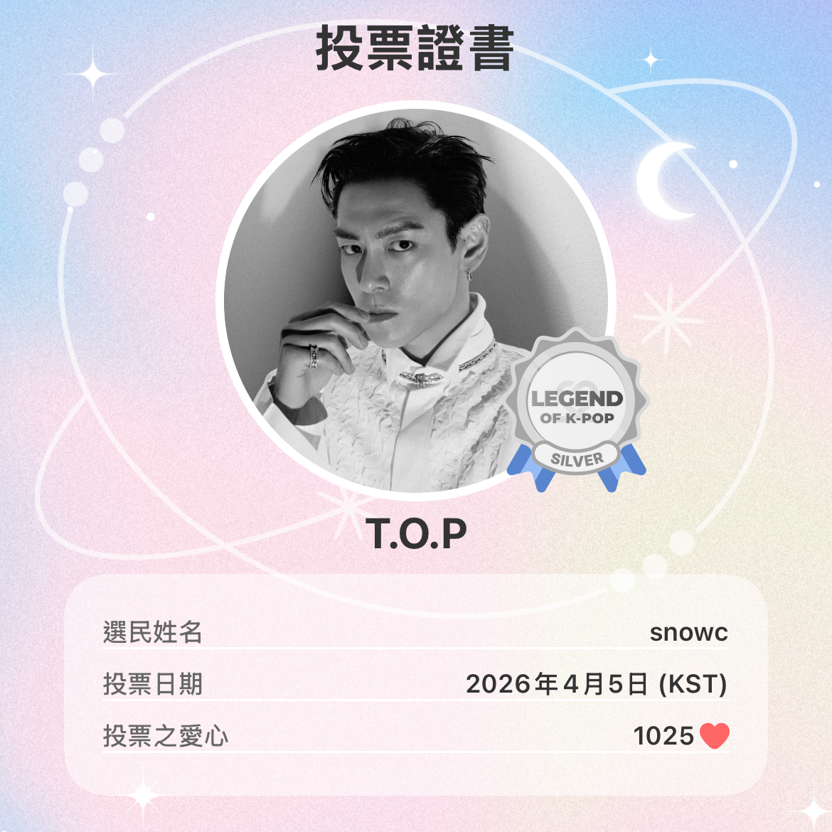 A moment captured by T.O.P's fan