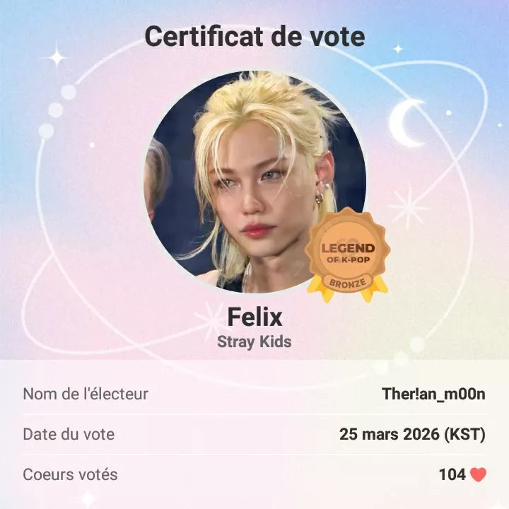 Recent activity shot of Felix (Stray Kids)