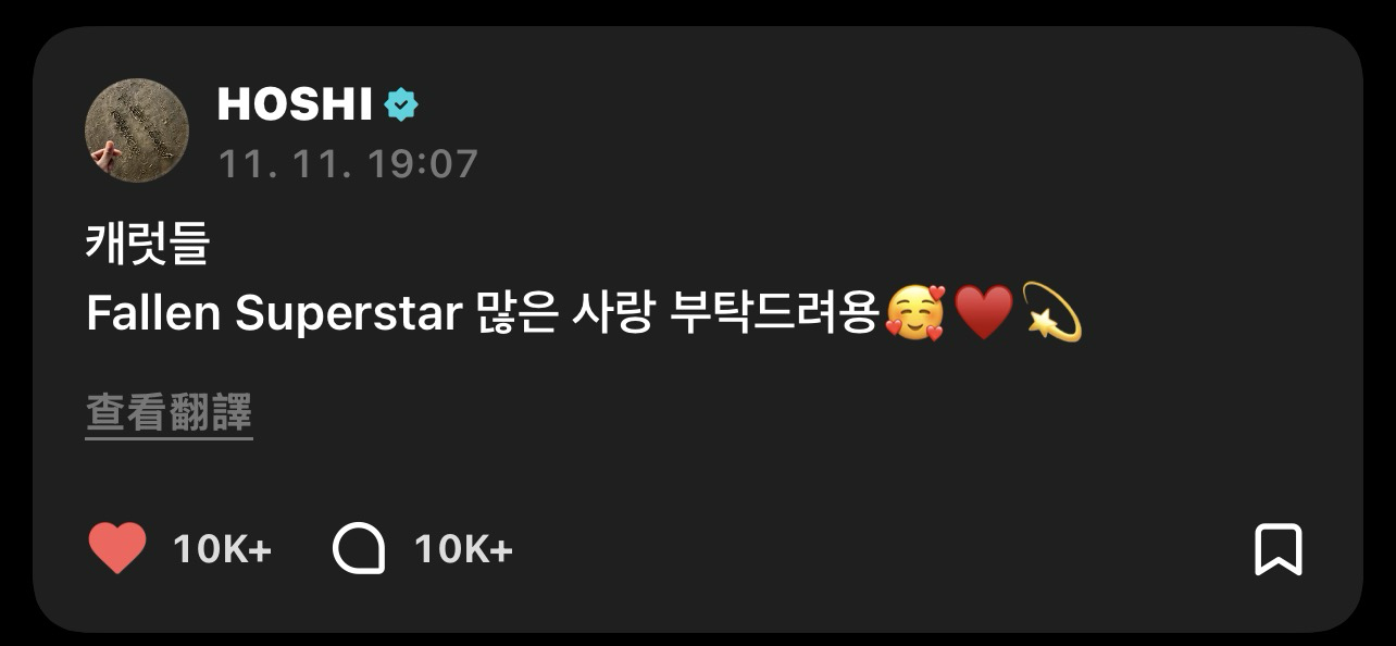 A moment captured by Hoshi (SEVENTEEN)'s fan