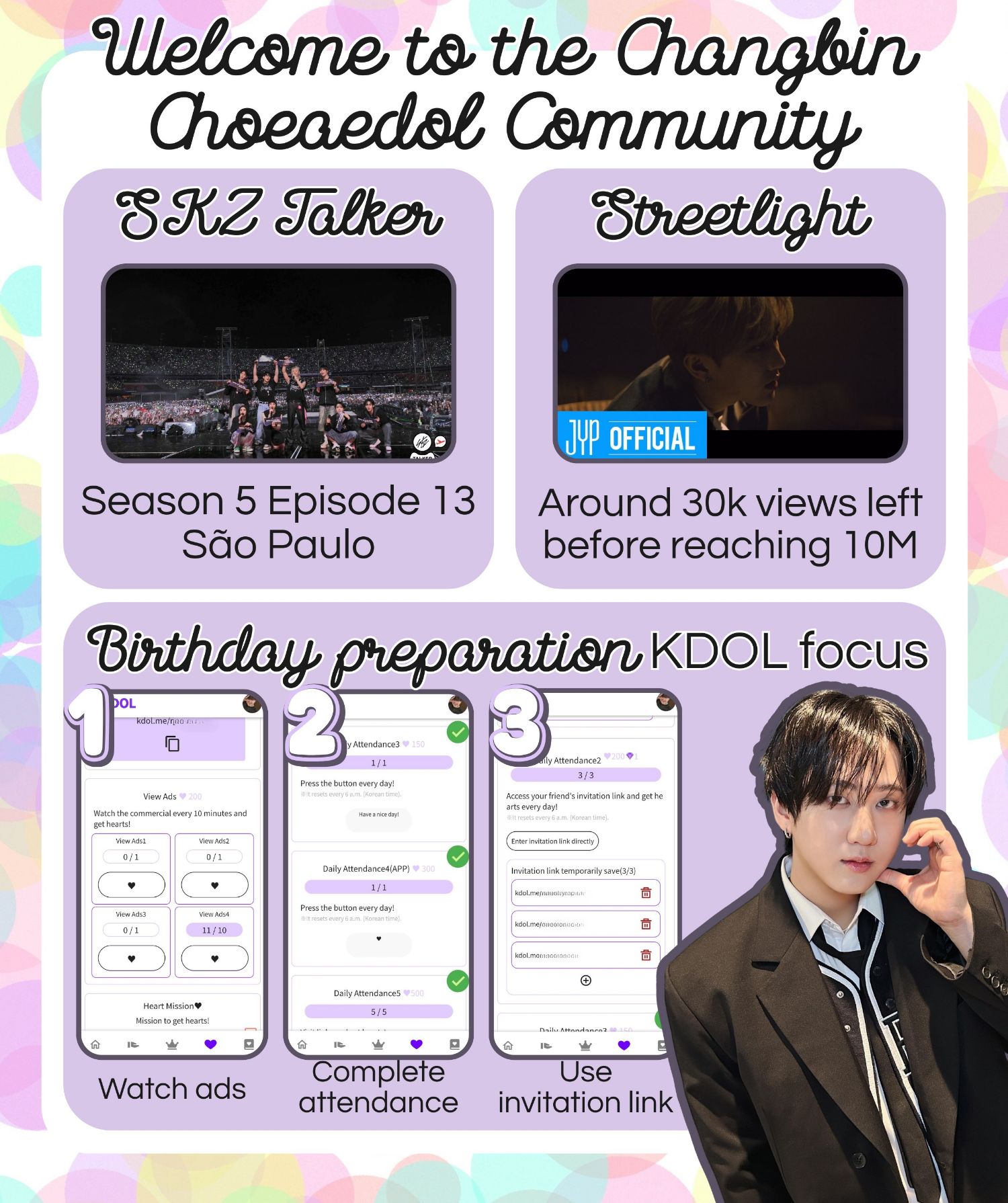 Recent activity shot of Changbin (Stray Kids)