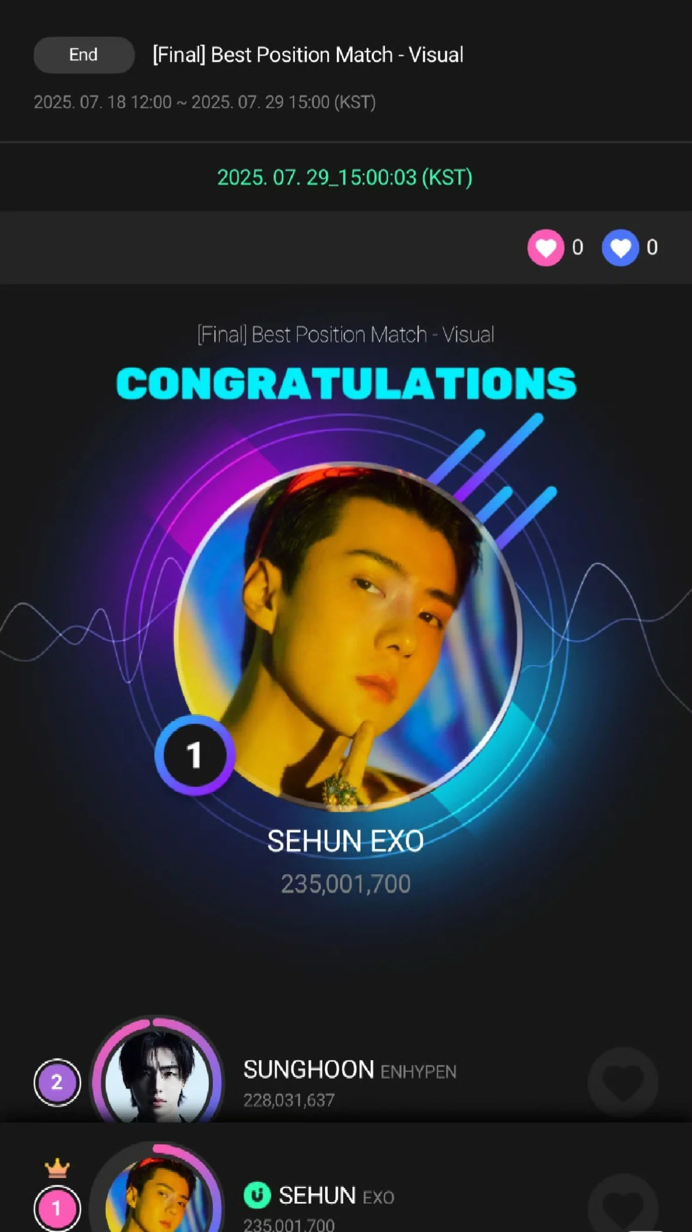 A heartfelt wallpaper shared by Sehun (EXO)'s fans