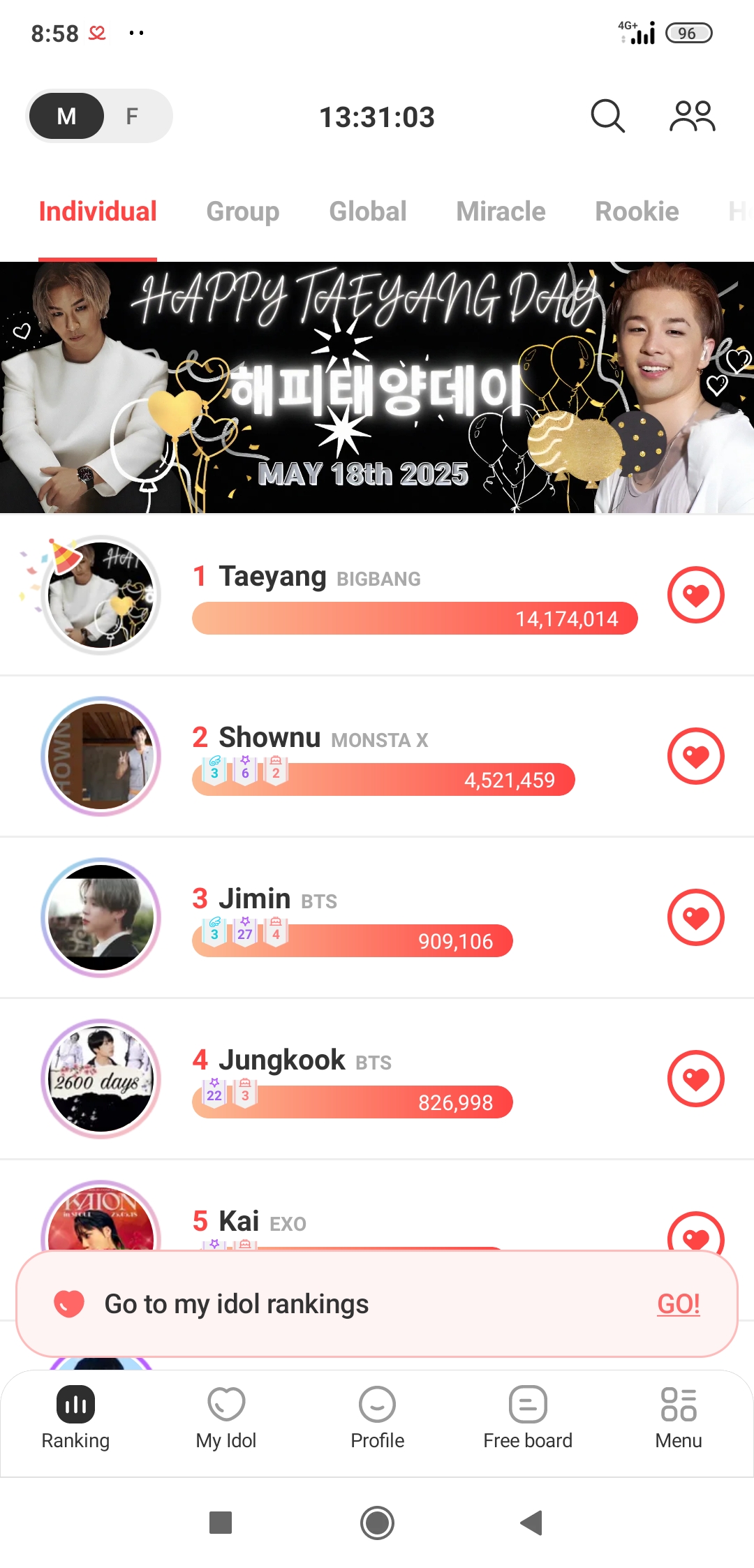 A heartfelt wallpaper shared by Taeyang (BIGBANG)'s fans