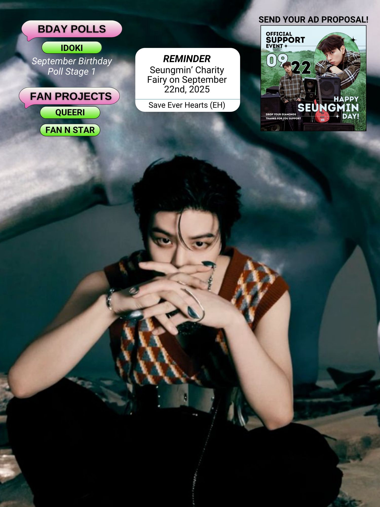 Recent activity shot of Seungmin (Stray Kids)