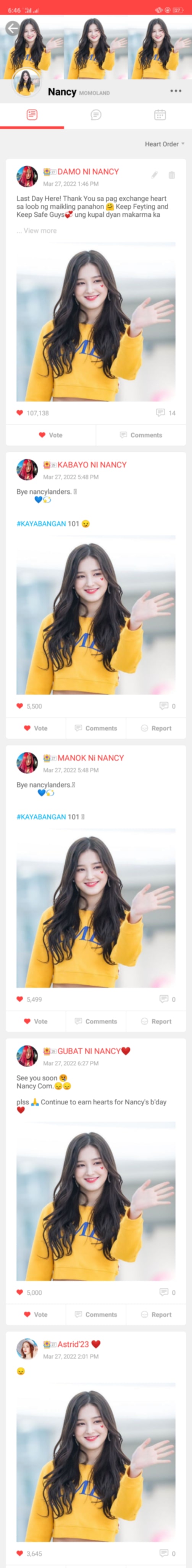 Recent activity shot of Nancy (MOMOLAND)