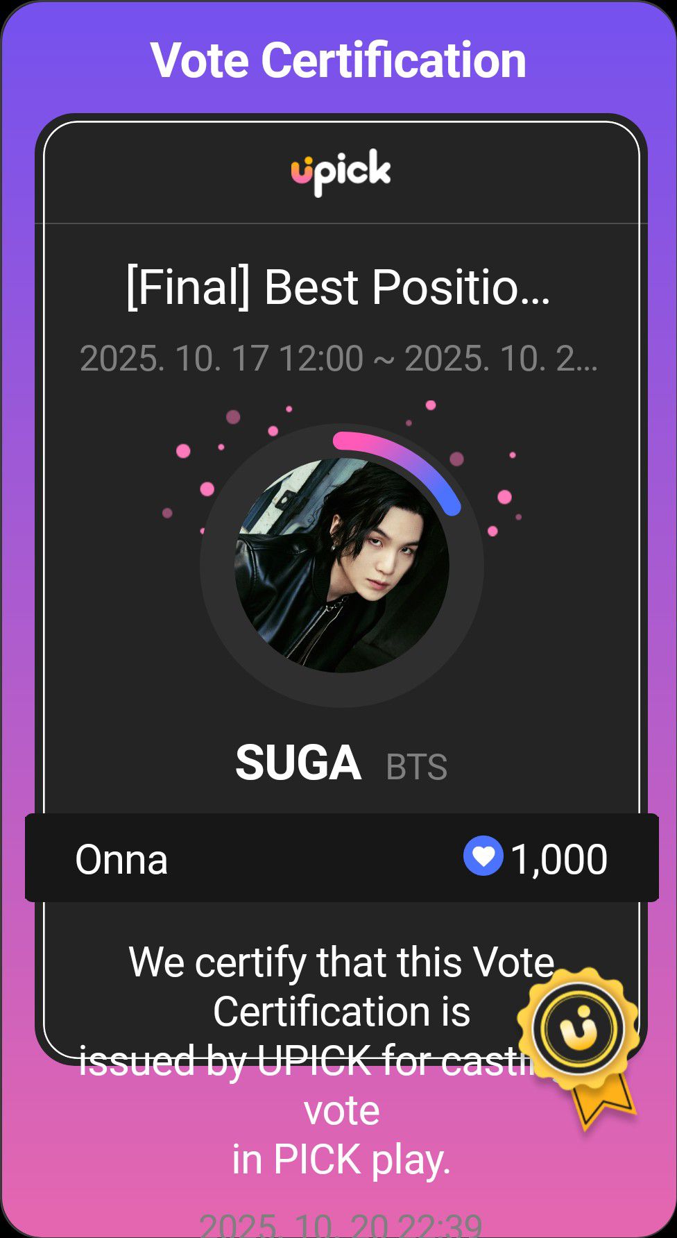 The most beloved wallpaper among SUGA (BTS)'s fans