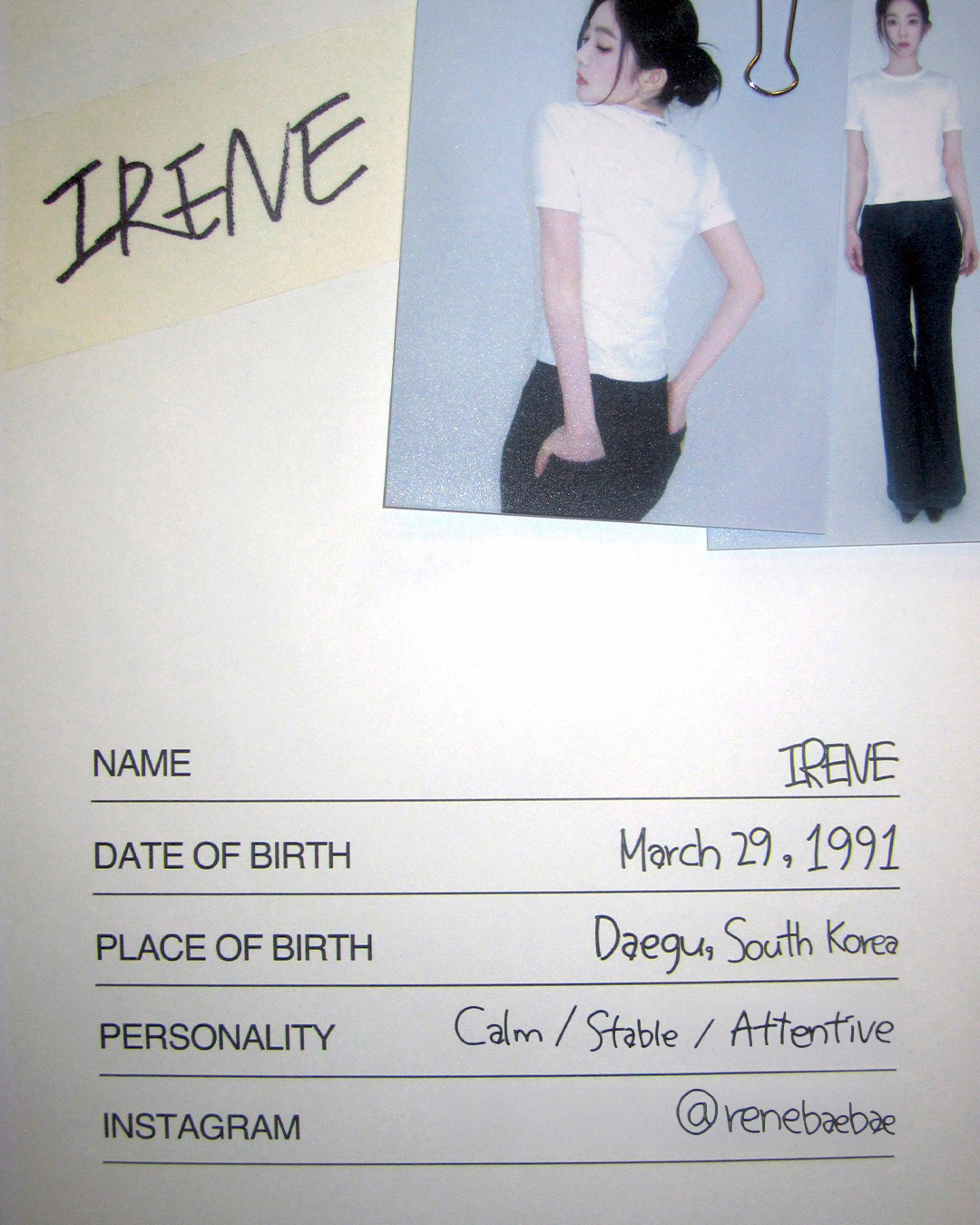 Latest photo of Irene (Red Velvet)