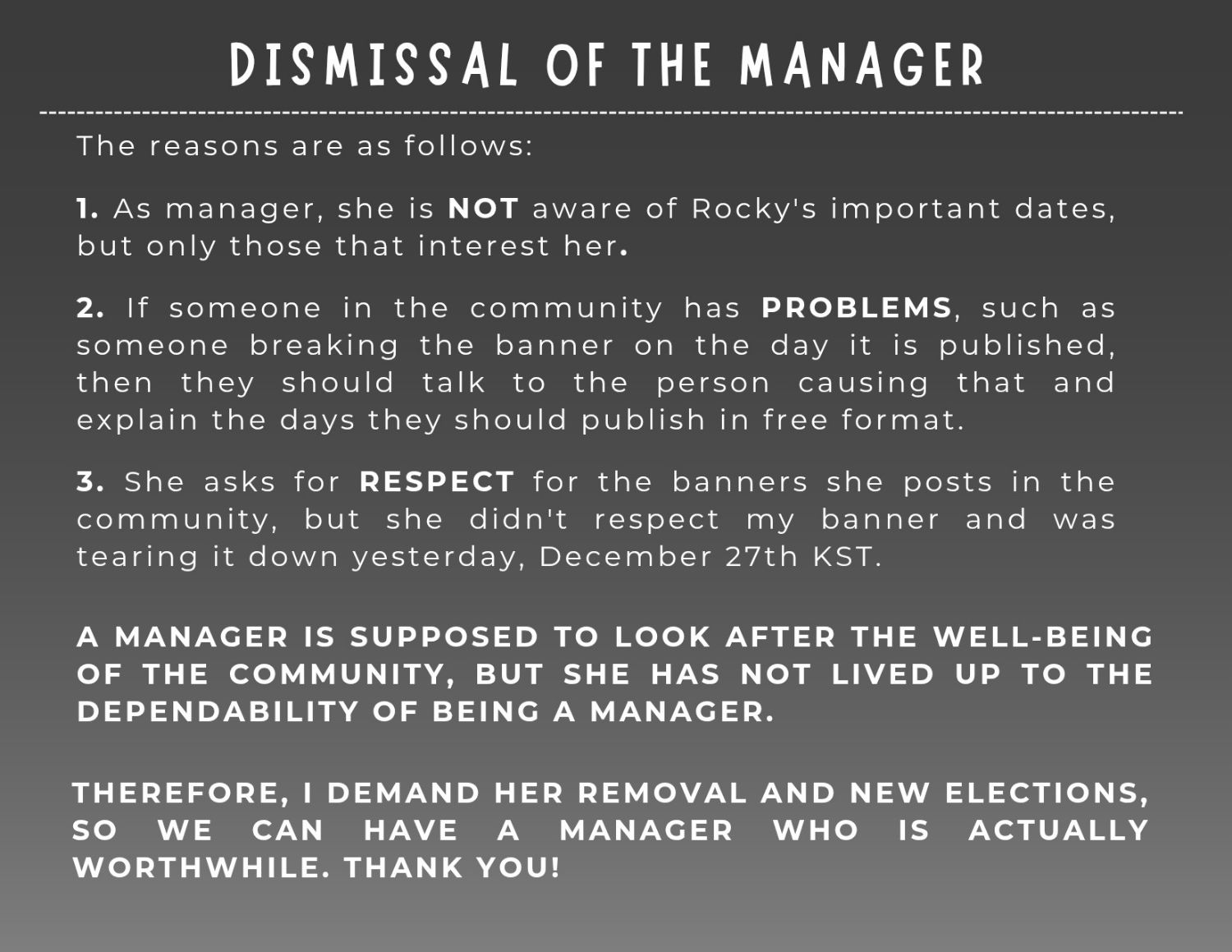 Recent activity shot of Rocky