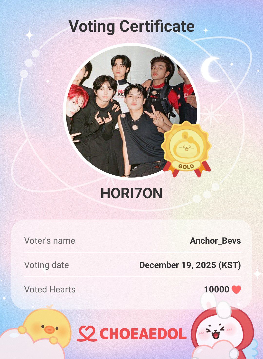 Recent activity shot of HORI7ON