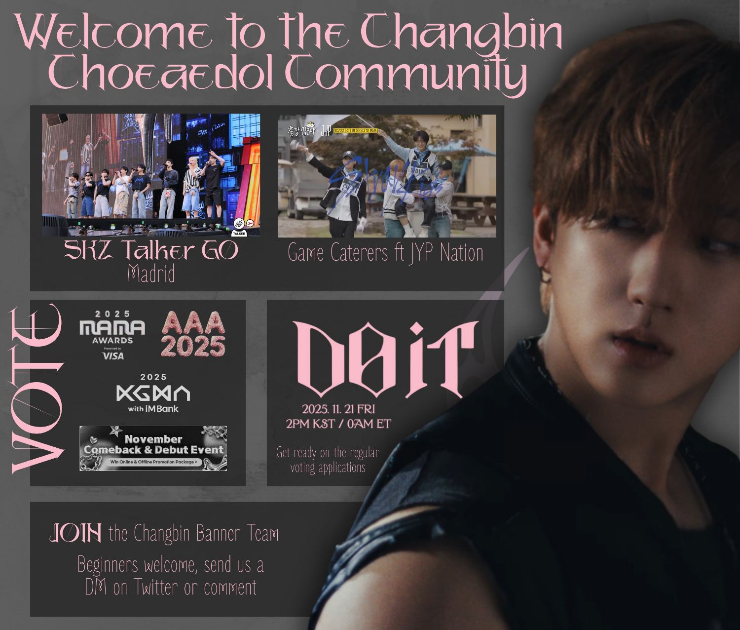 Recent activity shot of Changbin (Stray Kids)