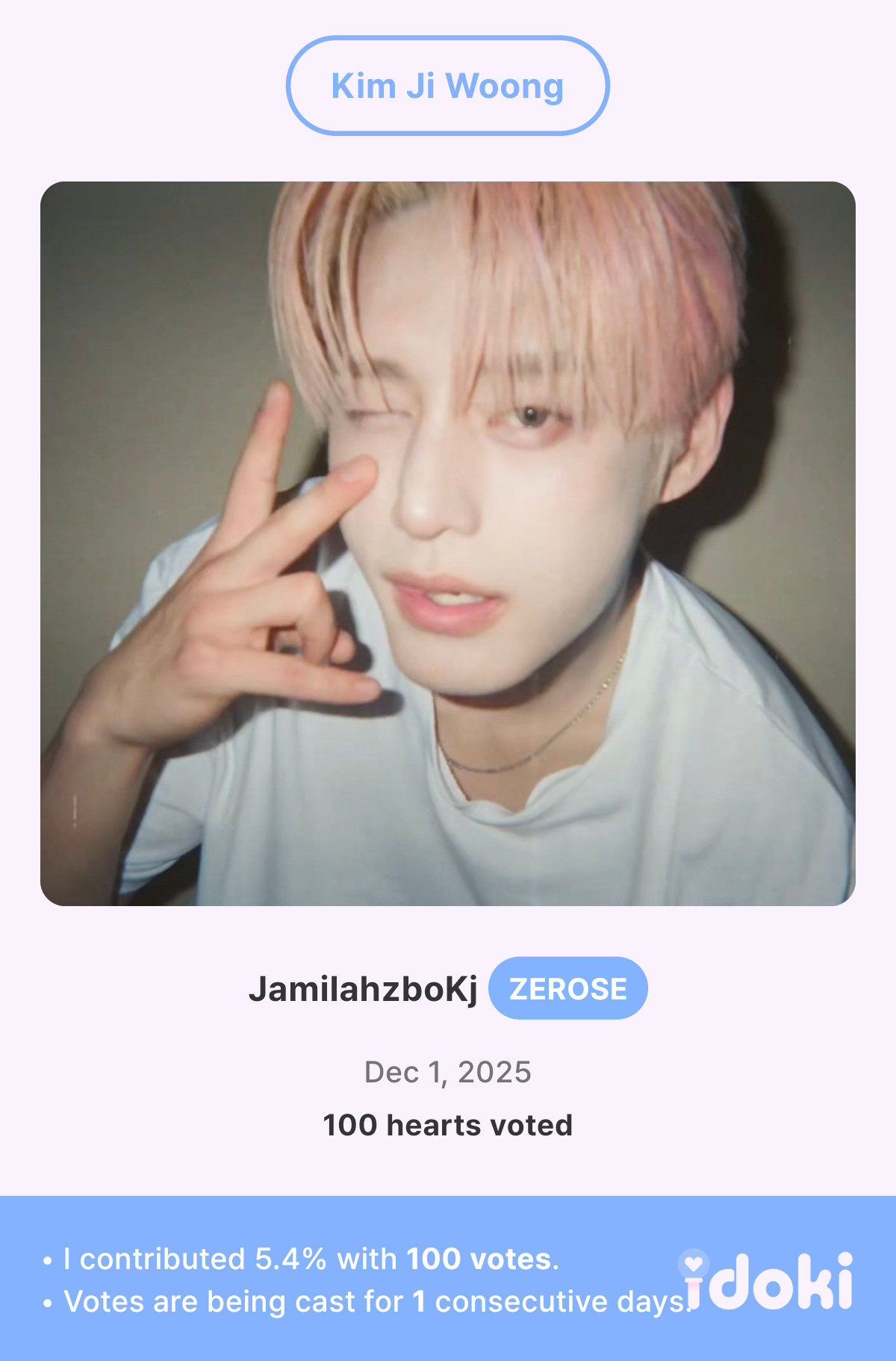 Latest photo of Kim Jiwoong (ZEROBASEONE)