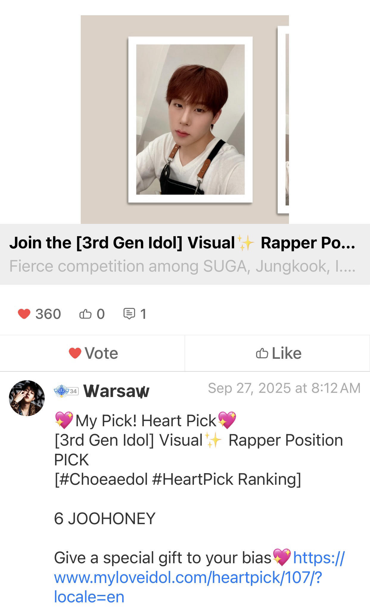 Trending idol content in the community