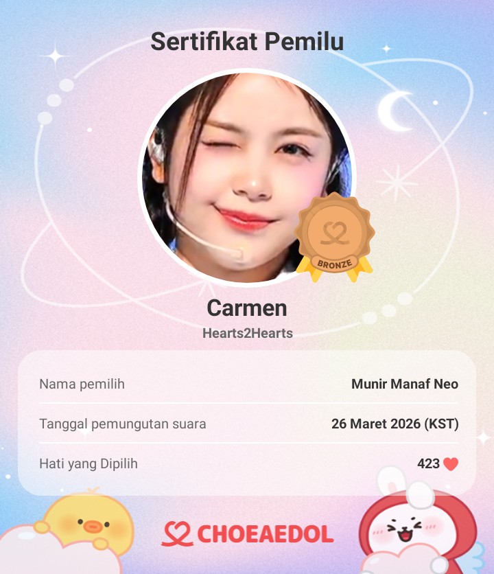 Foto aktivitas terbaru Carmen (Hearts2Hearts)