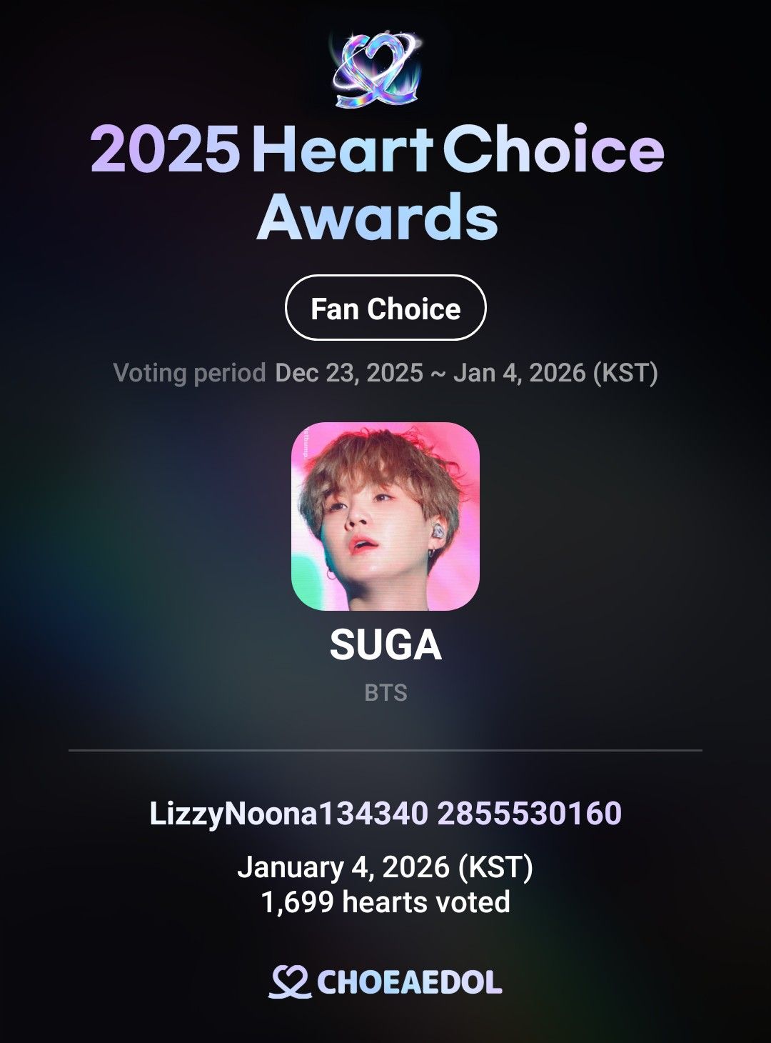 Latest photo of SUGA (BTS)