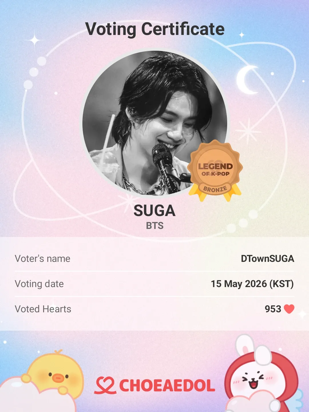 Foto aktivitas terbaru SUGA (BTS)
