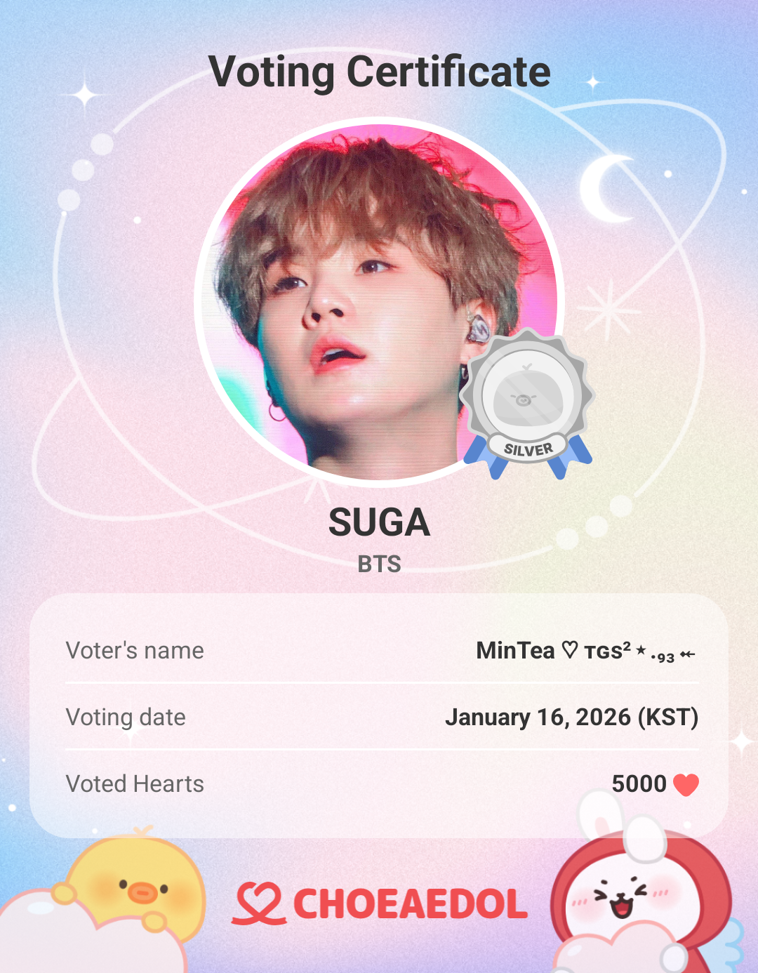 A moment captured by SUGA (BTS)'s fan