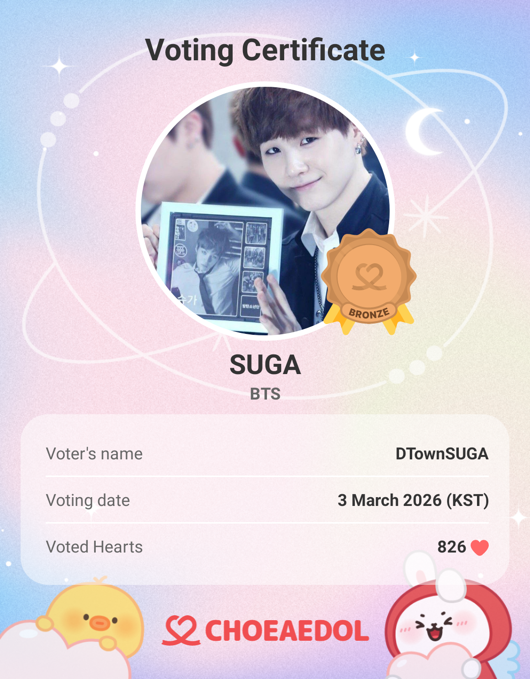 A moment captured by SUGA (BTS)'s fan