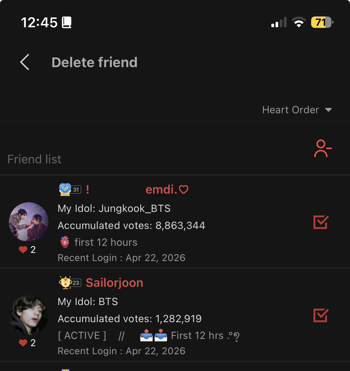 Recent activity shot of Board