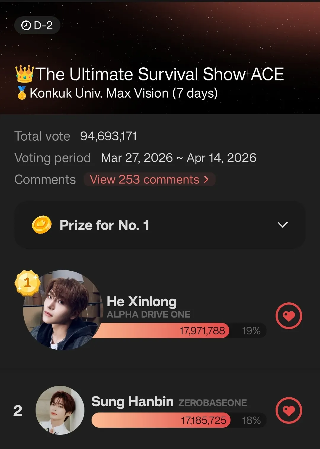Recent activity shot of He Xinlong (ALPHA DRIVE ONE)