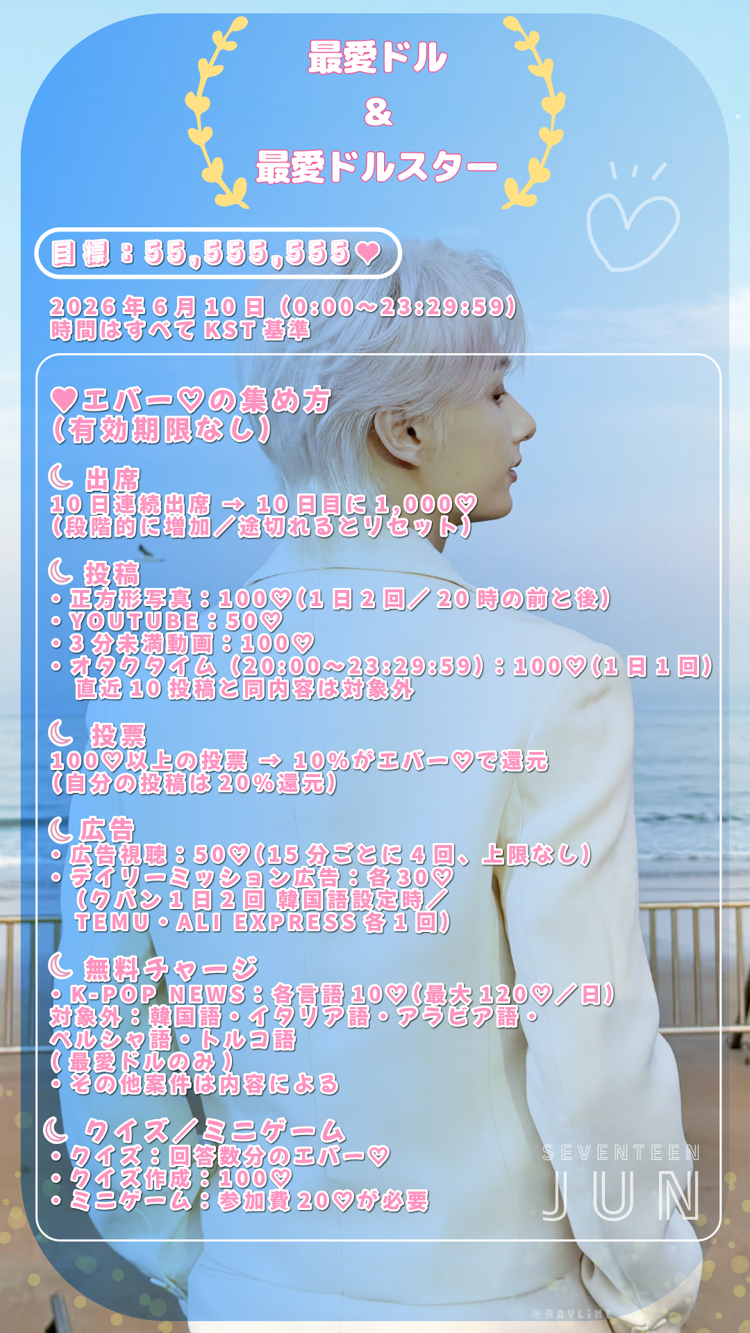 준 (세븐틴) 팬덤이 사랑하는 대표 배경 이미지