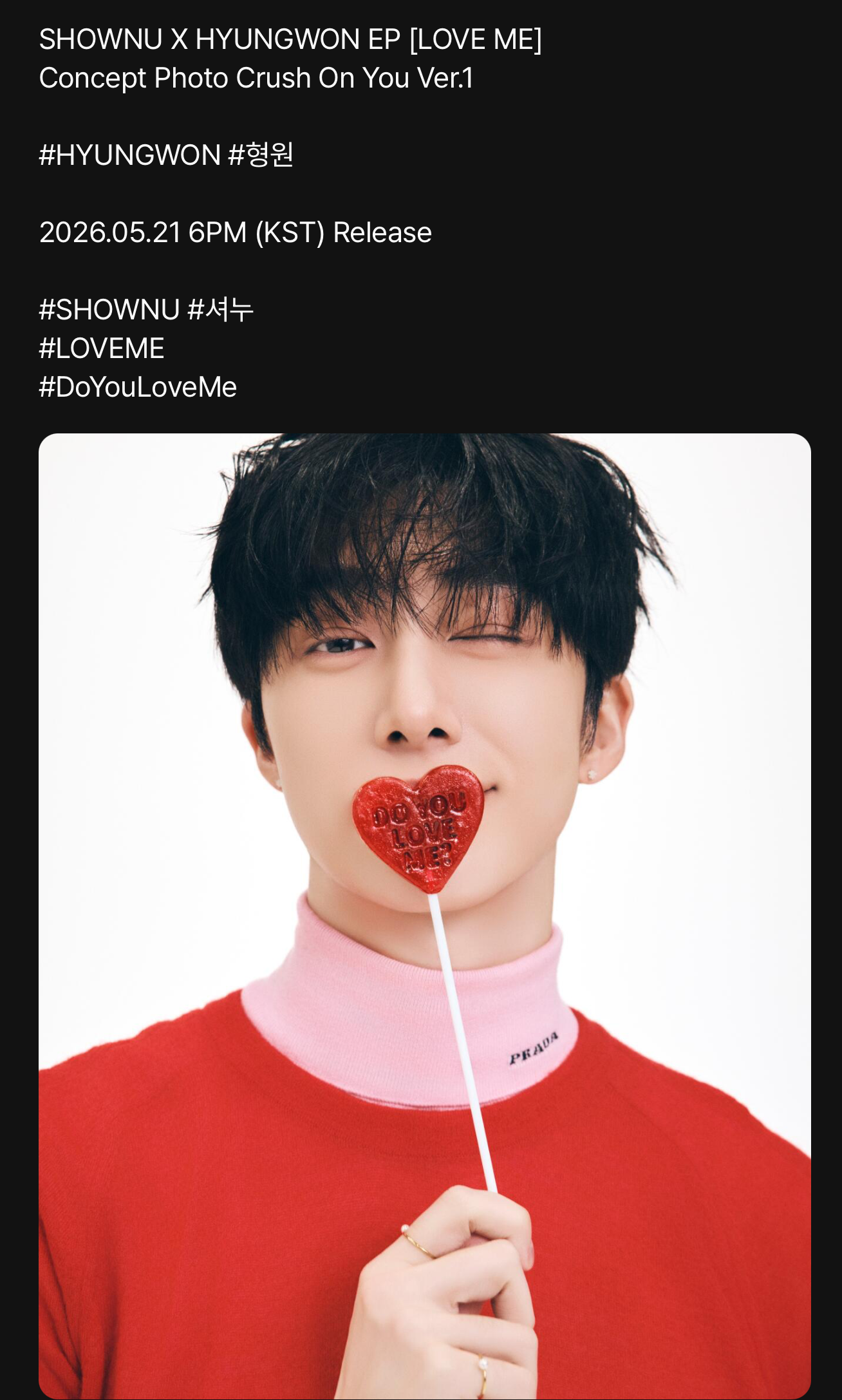 Recent activity shot of Hyungwon (MONSTA X)