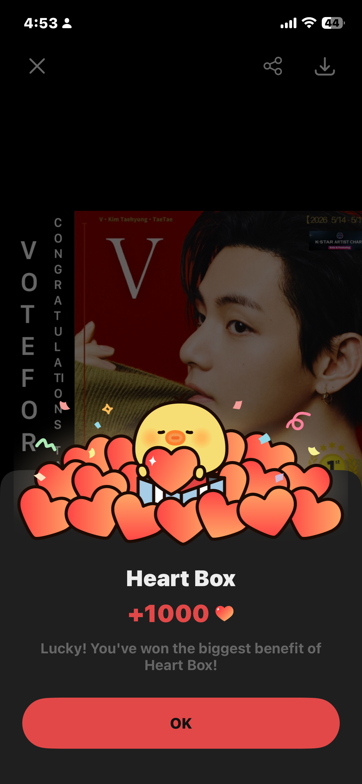 A heartfelt wallpaper shared by V (BTS)'s fans