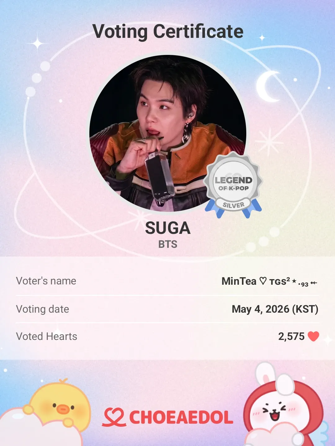 A moment captured by SUGA (BTS)'s fan