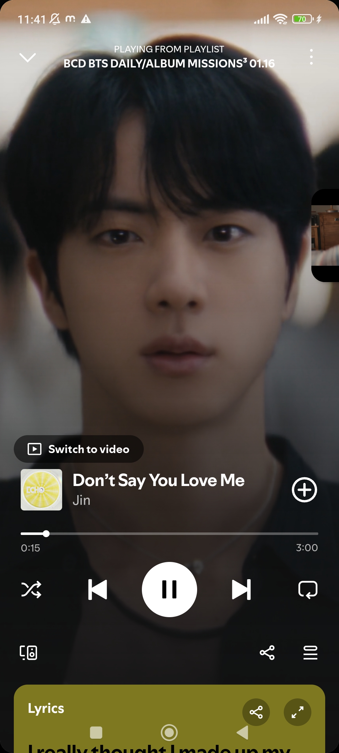 A moment captured by BTS's fan