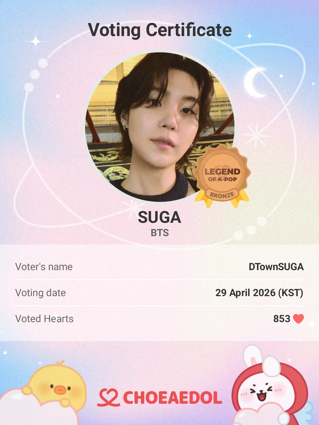 Foto aktivitas terbaru SUGA (BTS)