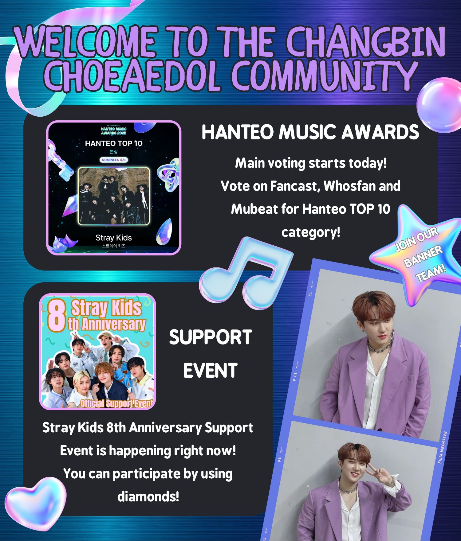 Recent activity shot of Changbin (Stray Kids)